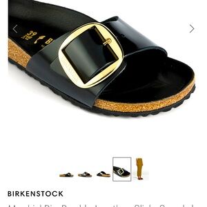 Madrid Big Buckle Leather Slide Sandals, size 41